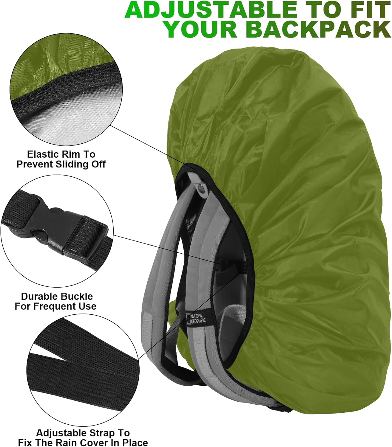 LAMA 2pcs Waterproof Rain Cover for Backpack, Reflective Rainproof Protector for Anti-dust and Anti-Theft M 30L-40L Black