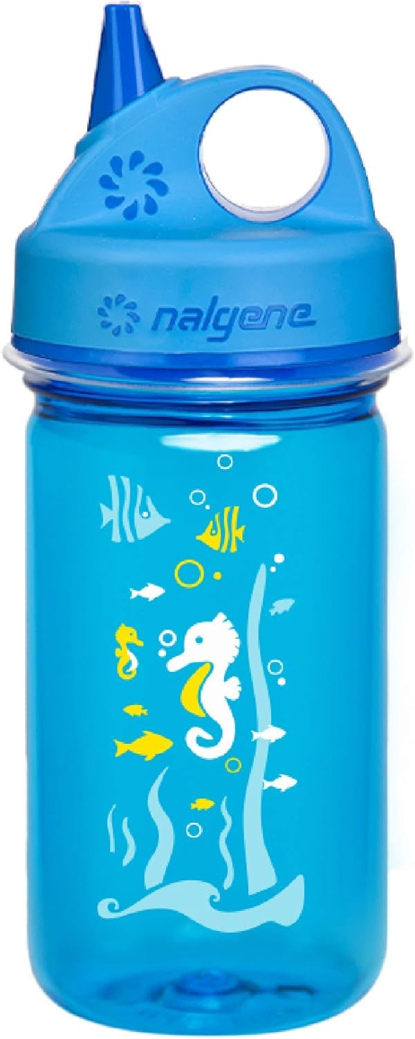 Nalgene Kids Grip-N-Gulp Water Bottles, Leak Proof Sippy Cup, Durable, BPA and BPS Free, Dishwasher Safe, Reusable and Sustainable, 12 Ounces
