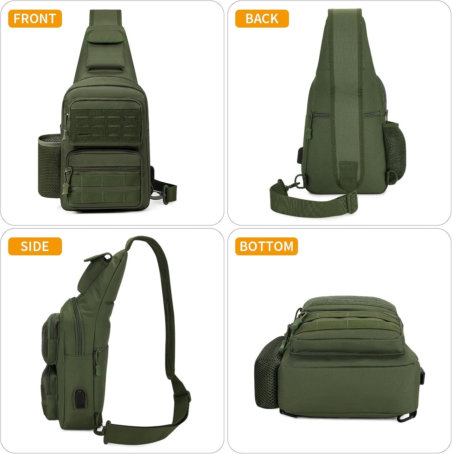 HUNTVP Small Tactical Sling Chest Pack Bag Molle Daypack Backpack Military Crossbody,Type1- ACU Camouflage