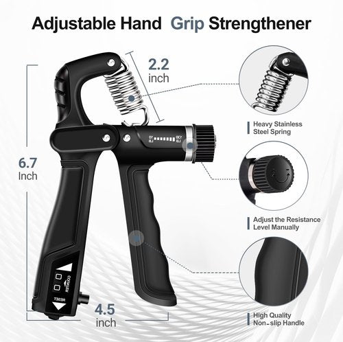 Grip Strength Trainer Kits (5 Pack), Forearm Strengthener with Adjustable Resistance, Grip Strength Tester, Finger Strengthener, Hand Gripper Strengthener for Muscle Building Injury Recover