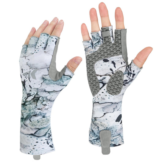 KastKing San Rafael Fishing Gloves, UPF 50 Sun Protection Fingerless Gloves Quick-Dry, Extended Cuff UV Protection Gloves for Outdoor, Kayaking, Rowing, Paddling,Hunting