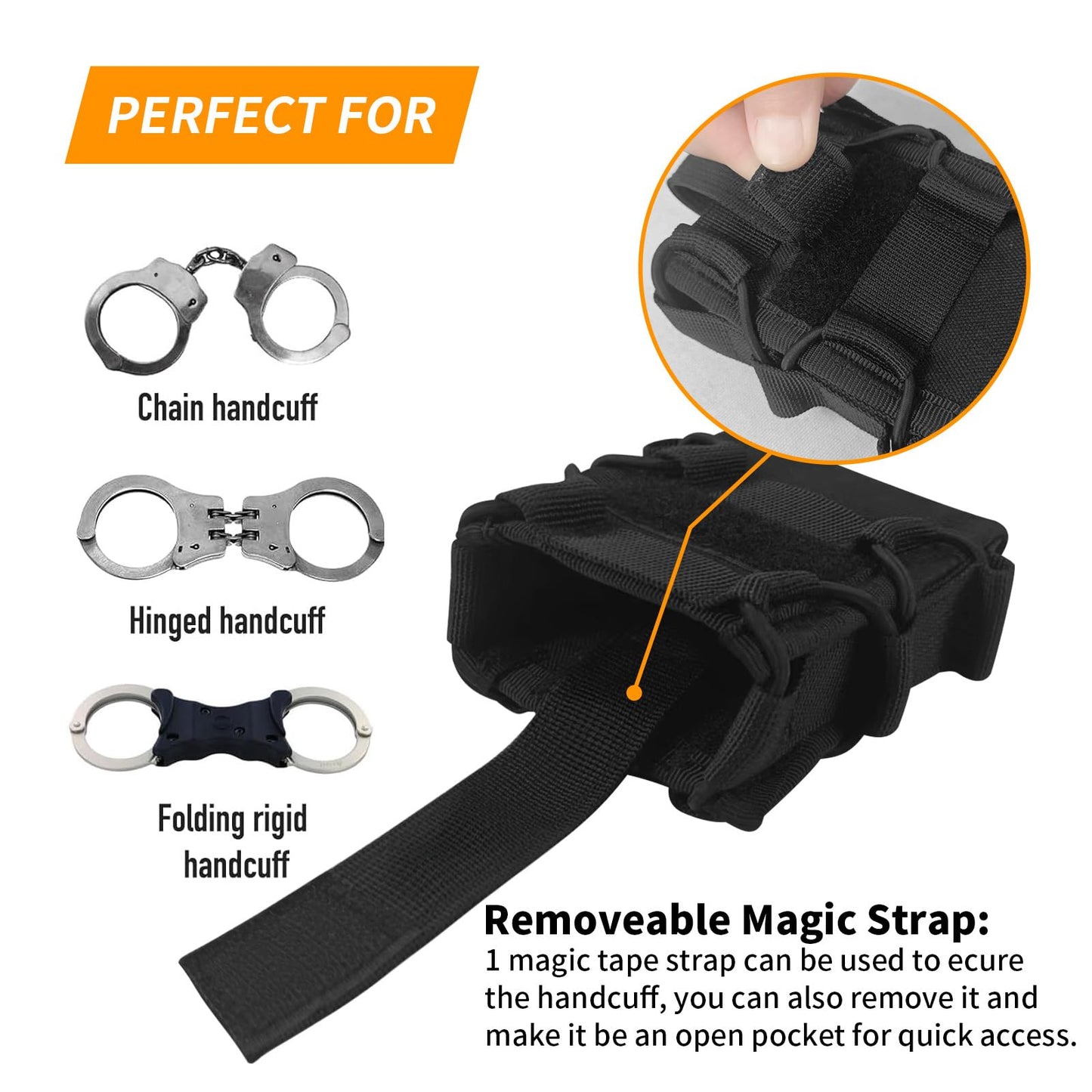 Handcuff Holster Case, Molle Hand Cuff Holder Pouch for Duty Belt and Tactical Vest Black