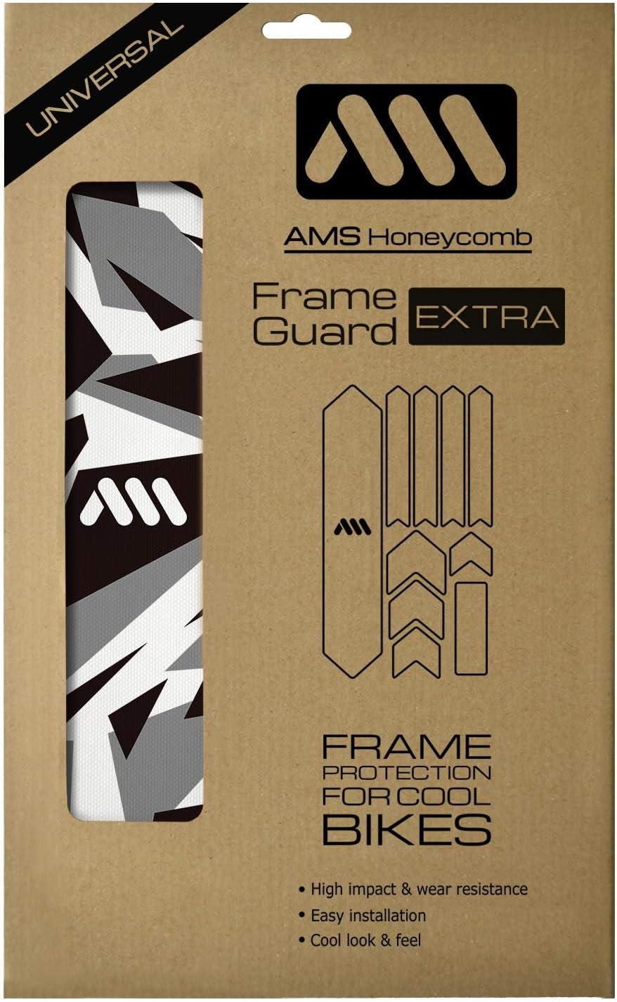 All Mountain Style Bike Frame Protector Extra - Universal Fit, 10-Piece Set for Down Tube, Chainstay, Cable Wear, High-Impact Honeycomb PVC
