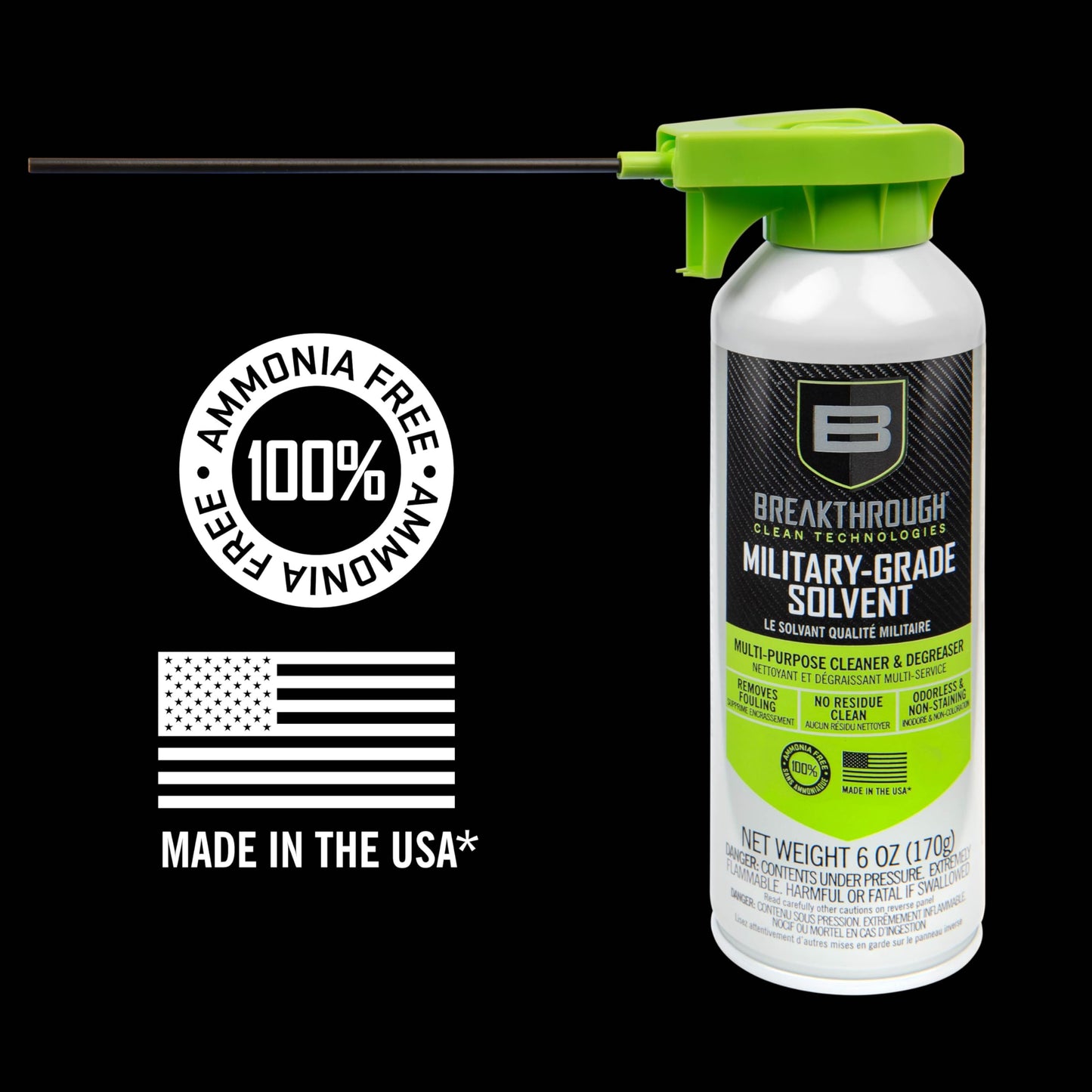 Breakthrough Clean Technologies Military-Grade Gun Spray Cleaning Solvent - Cleaner and Degreaser for Handguns and Riffles and More