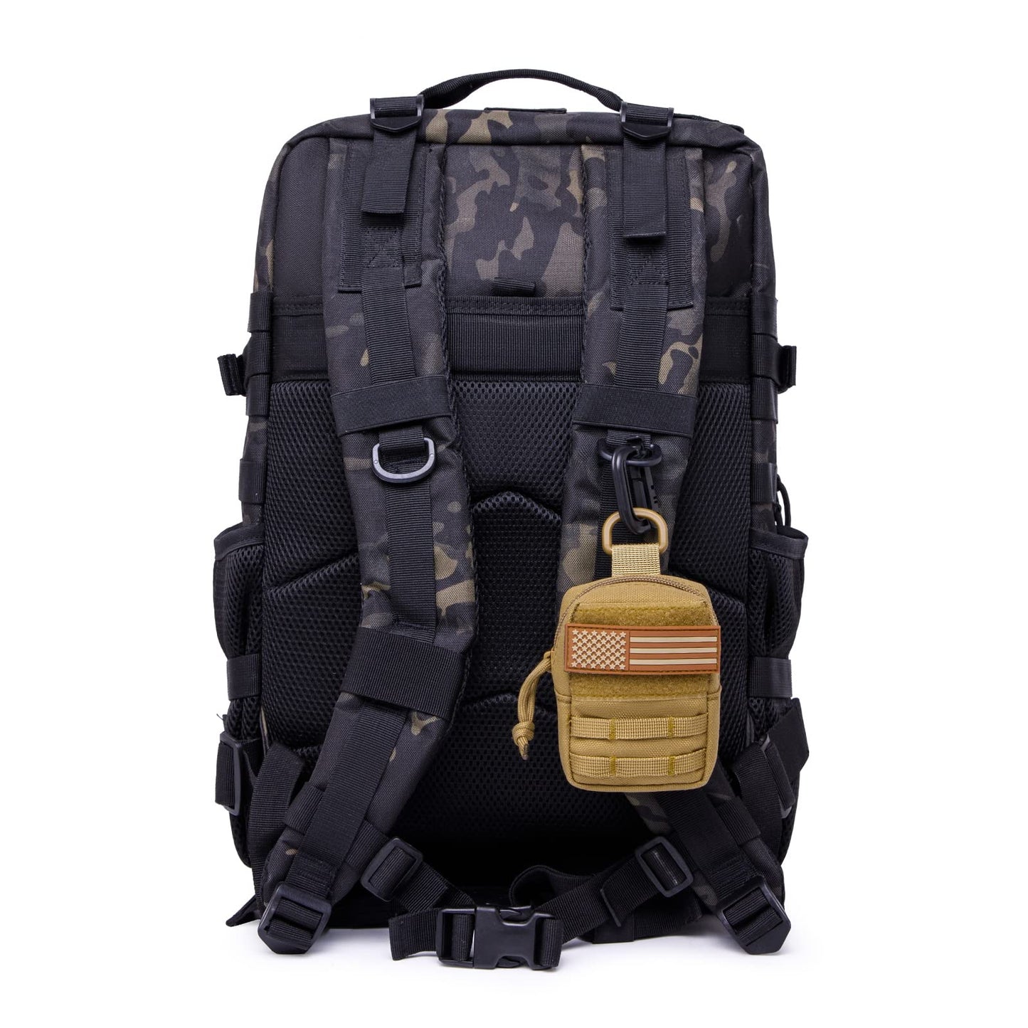 2 Pack MOLLE Pouch,Multi-Purpose Compact Tactical Waist Bags,Small Utility Pouch,Battery Cigarette Case EDC Utility Card Holder Include Patch and D Ring (Brown)