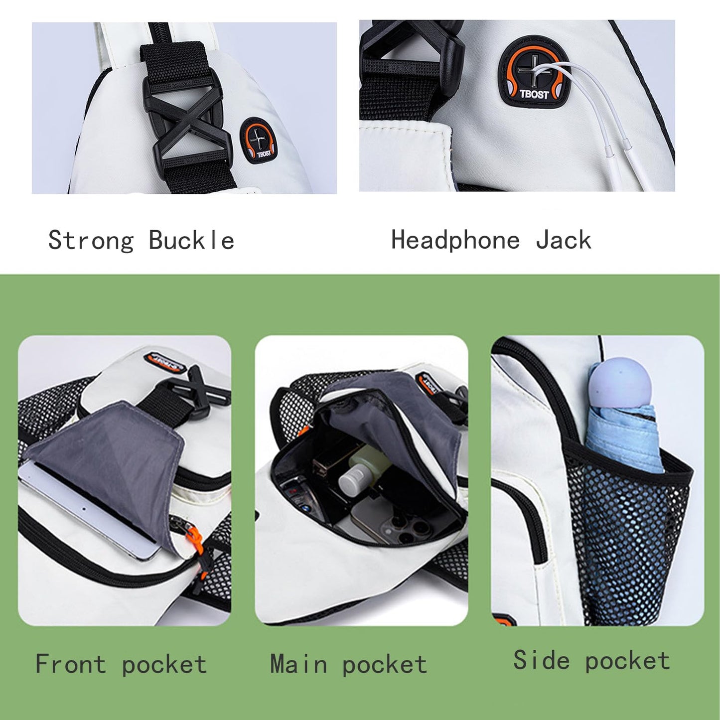 JENAGREEN Cross Body Bag Sling Backpack Bag,Crossbody Bag Chest Bag with Belt Waist Pack for Women Man