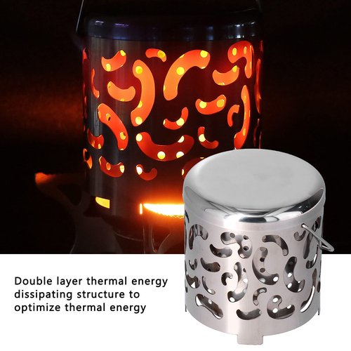 Chazcool Camping Heating Cover, Stainless Steel Camping Mini Heater with Handle, Tent Heating Cover for Hiking for Picnic for Outdoor