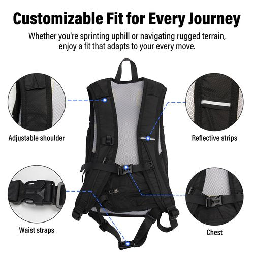 Madrigal Lightweight Hydration Backpack for Running & Hiking – Running Vest – 2L Water Bladder, Adjustable Fit, Breathable Mesh for Outdoor Sports & Activities(Black)