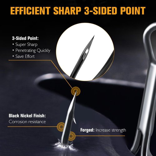 Dovesun Fishing Treble Hooks 3X Strong Professional V Triple Fishing Hooks for Saltwater Freshwater 50PCS Black Nickel Size #4