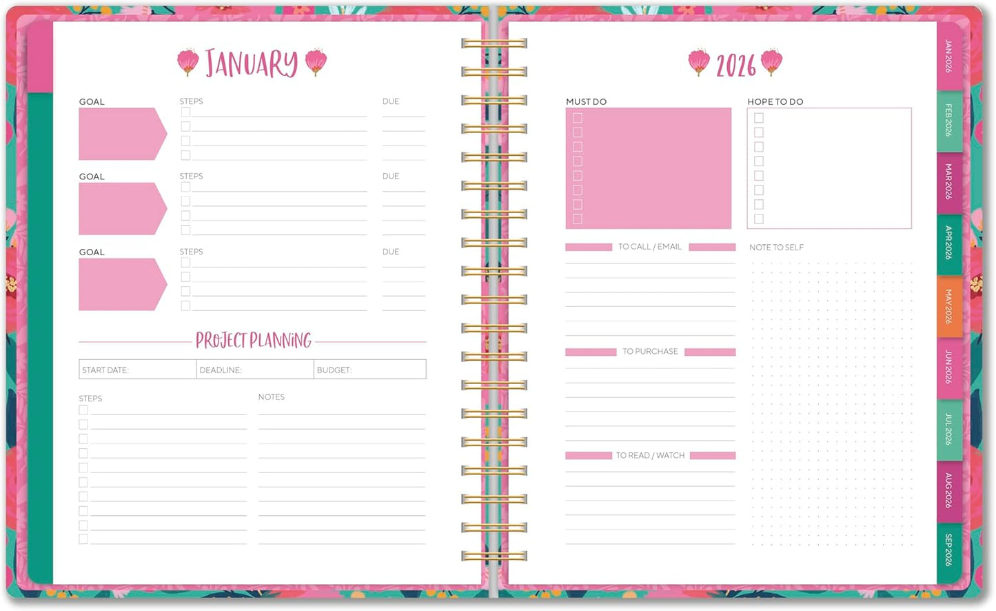 High Note Hardcover Academic Planner 2025-2026, Garden Bee, 9" x 10" 272 Pages, Daily Weekly Monthly Planner 2025-2026 August to December, Back to School Calendar Book for Teachers and Students