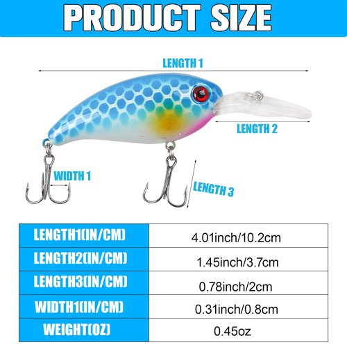 VATEICO 8PCS Fishing Lures Popper Lures Shadllow Deep Diving Swimbait Crankbait Fish Wobble Hard Fishing Baits for Bass Trout Freshwater and Saltwater Fish Tackles 4.0inch