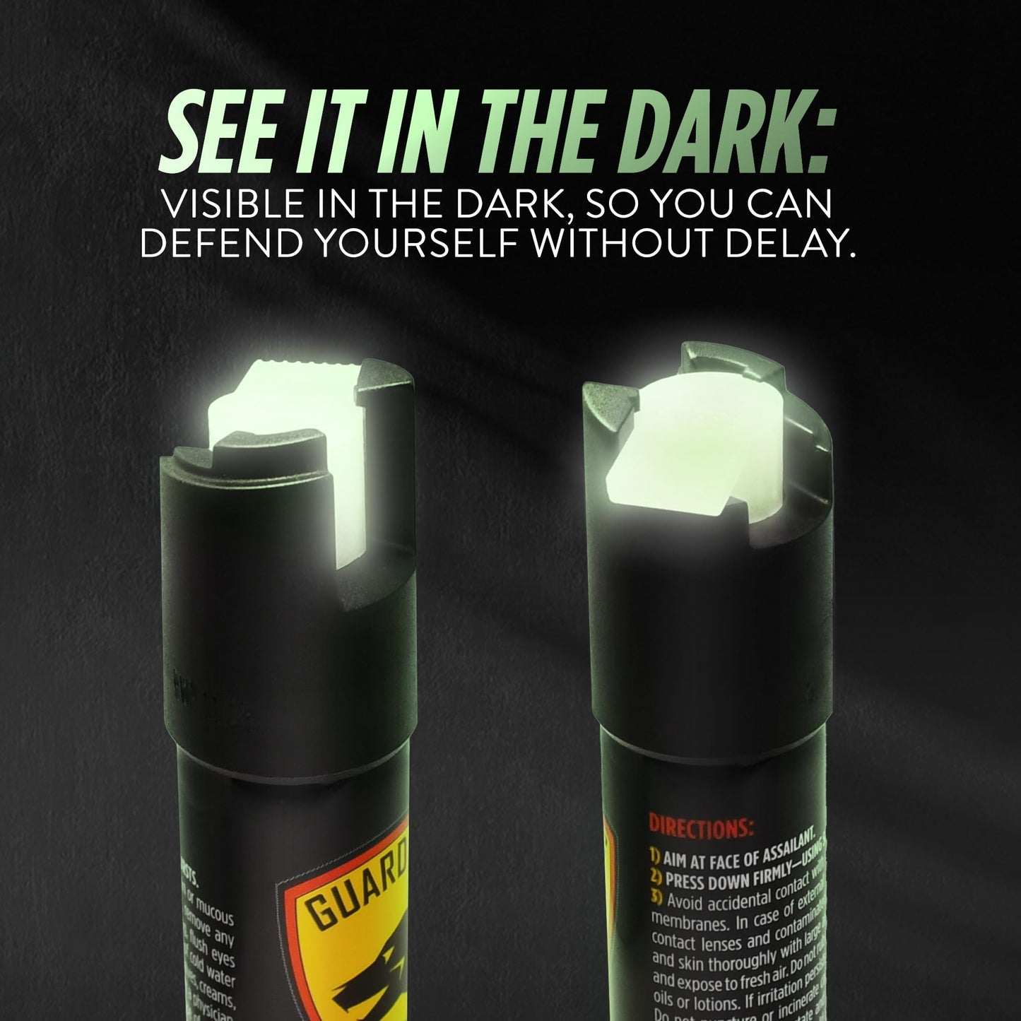 Guard Dog Security Self Defense Pepper Spray Glow in The Dark, OC Spray, UV Dye, Twist Top, Compact Size Self Defense Tool for Women and Men, Police Grade Formula, Up to 16 Feet Long Range