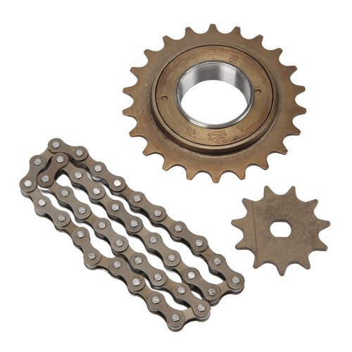 Sprocket Chain Set, Electric Bike 22T Tooth Rear Freewheel with 410 Gold 11T H Hole Sprocket 38 Links Chain Kit Bicycle Accessories Set
