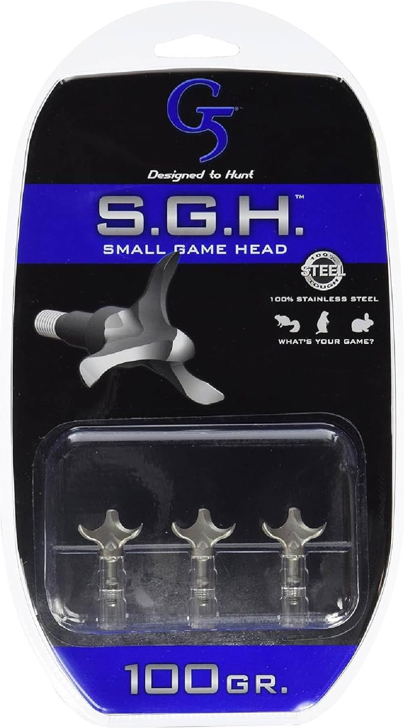G5 S.G.H. (Small Game Head) - Archery Hunting 100/125 Grain Stainless Steel One-Piece Construction 1" Cutting Diameter Broadhead