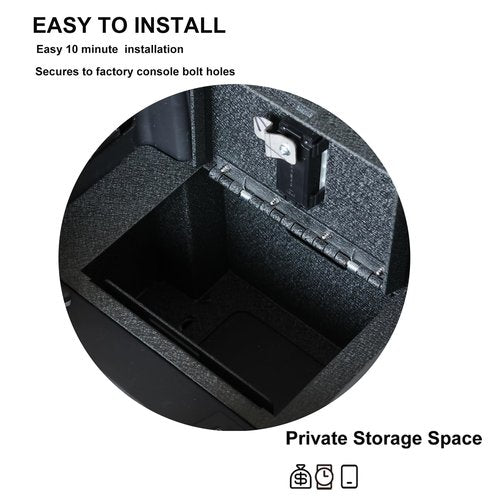 KEREN Center Console Gun Safe - Console Gun Vault Compatible with Chevrolet Silverado EV/GMC Sierra EV 2024-2025, High Security Armrest Lock Box with 4 Digit Combination Lock with Key