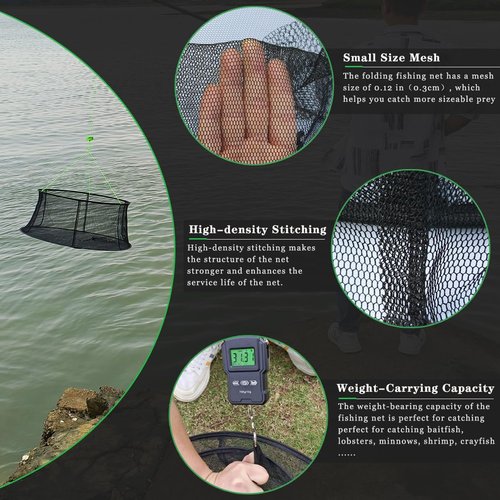 Drasry Fishing Net Trap for Bait Minnow Shrimp Crayfish Foldable Fish Crawdad Lobsters Cast Net Collapsible (33.5 * 39.4 in(85 * 100 CM))