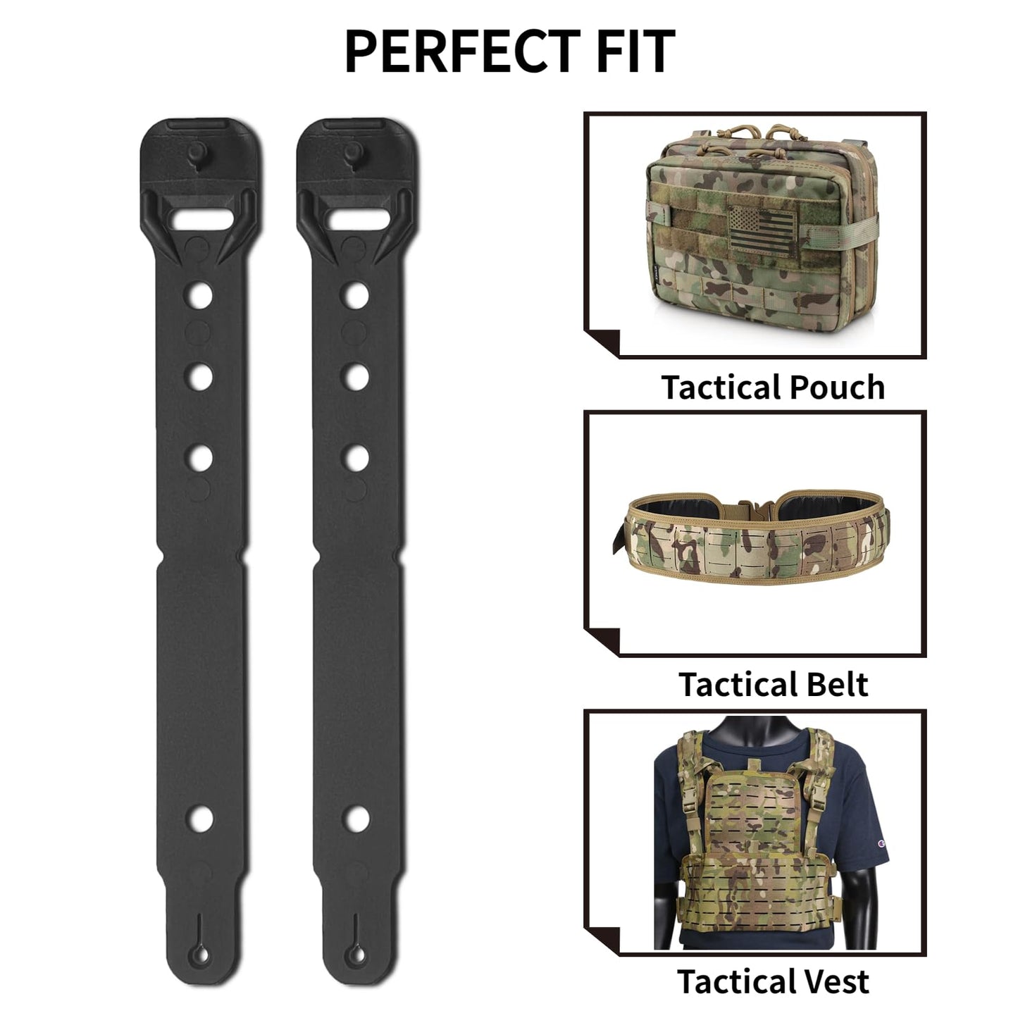 JvBto Molle Clips Tactical Tailor Attachment, Malice Clip Belt/Vest Accessories Molle Straps, Tactica Molle Belt Adapter (6 pcs MOLLE Clip)