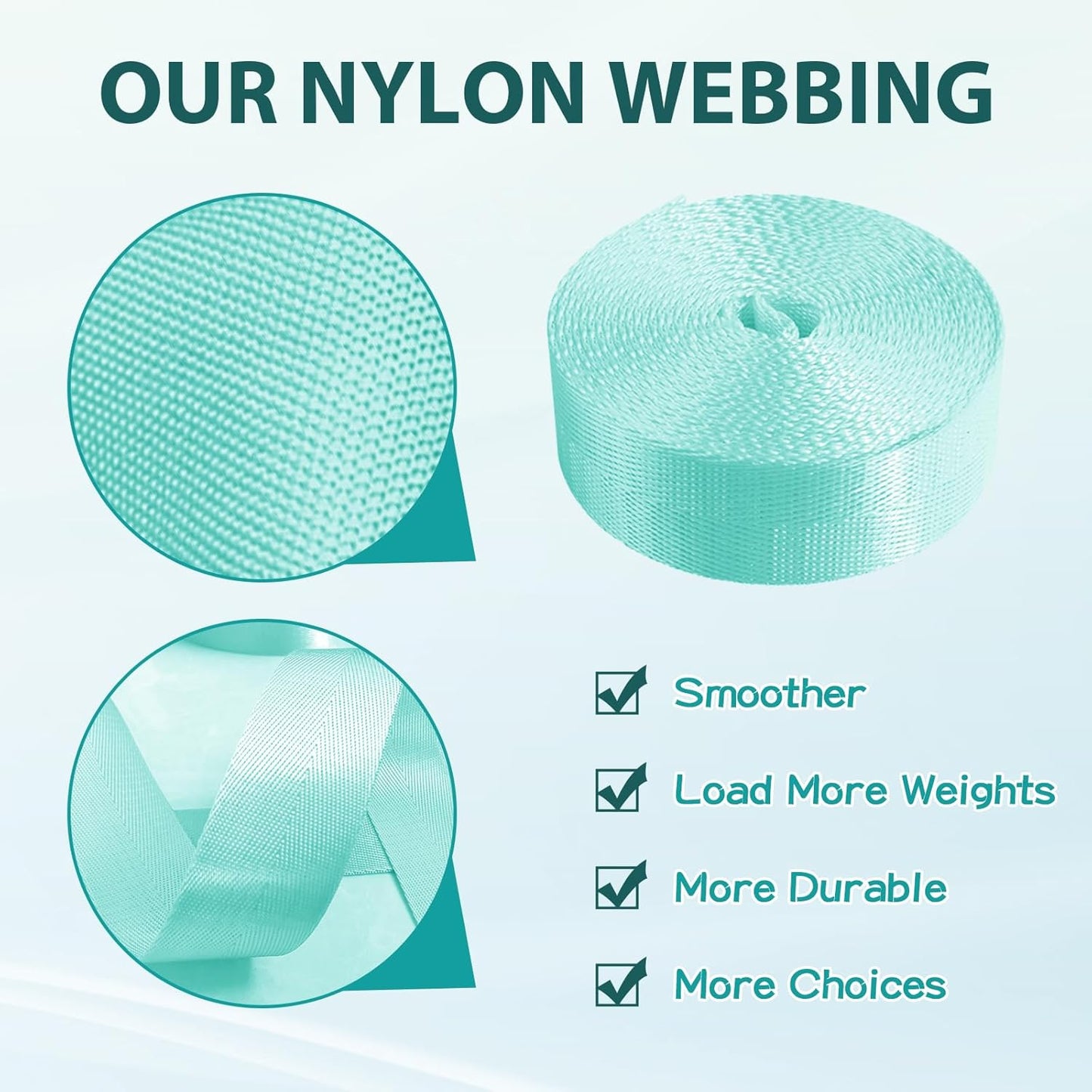 12 Rolls Nylon Webbing 1 inch 1.5 inch 2 inch Nylon Strap Webbing Straps Backpack Straps Nylon Belt, 10 25 50 3.3 Yards Webbing Strapping