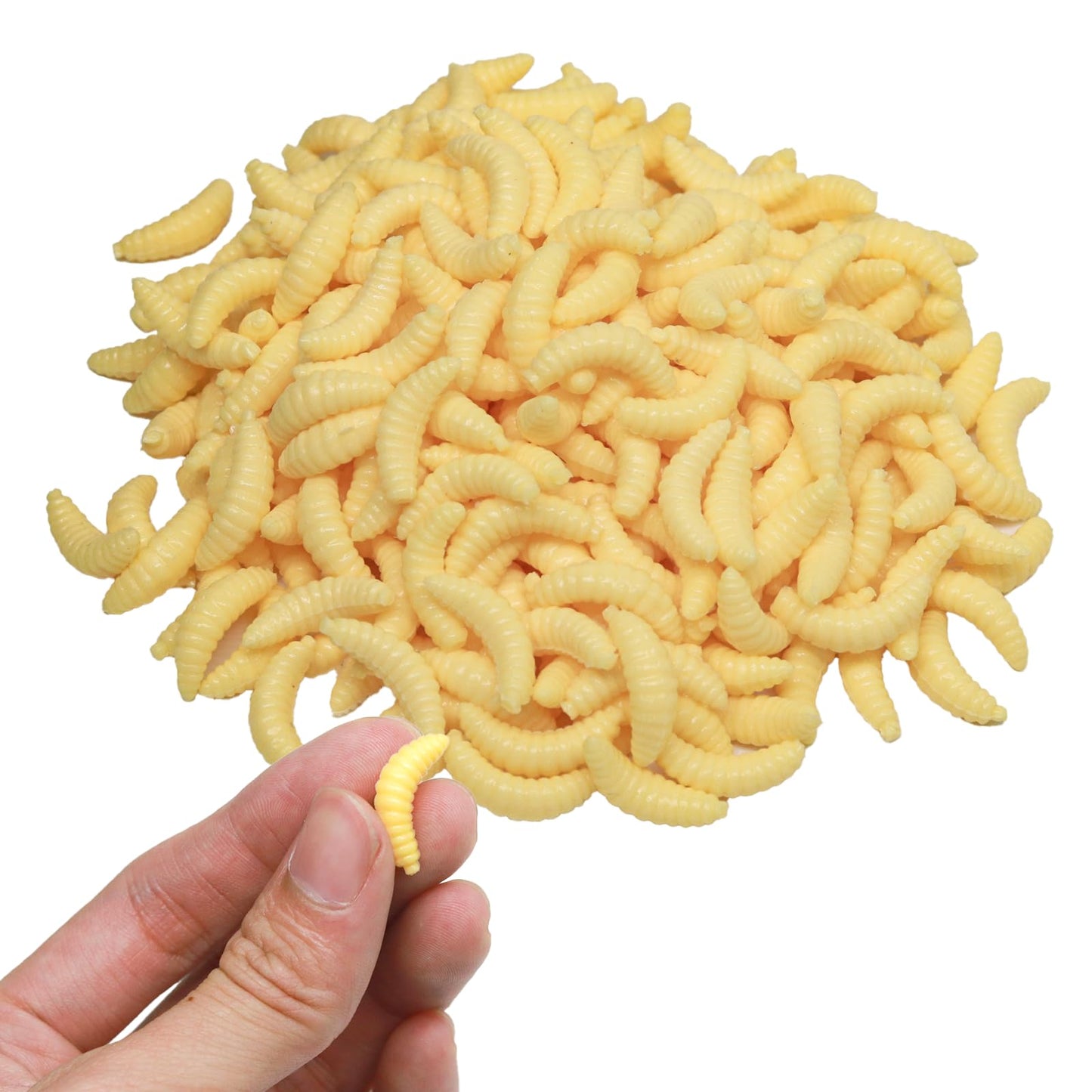 300PCS Realistic Lures - Soft Worm & Maggot Baits for Bass & Ice Fishing