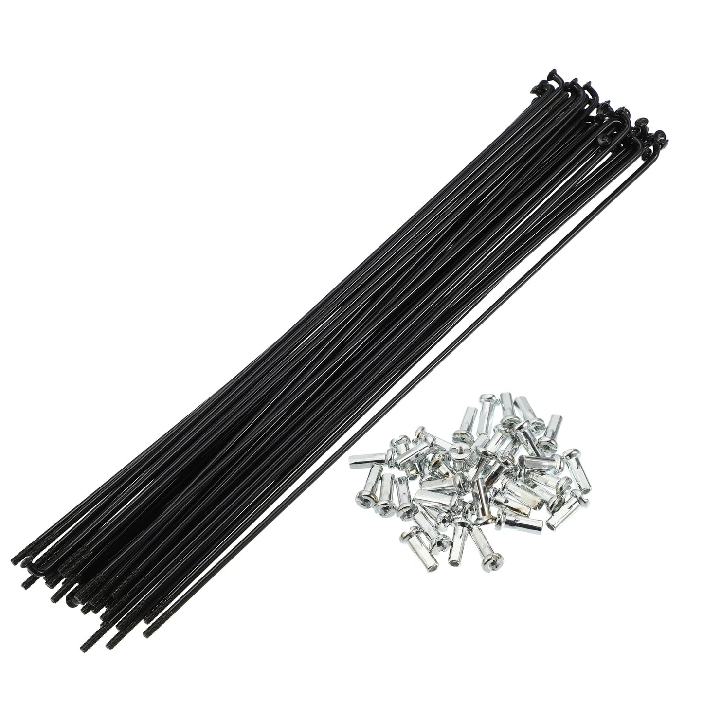 X AUTOHAUX 40 Pcs 14G J Bend 202mm x 2mm Bike Bicycle Spokes with Nipples Steel Black