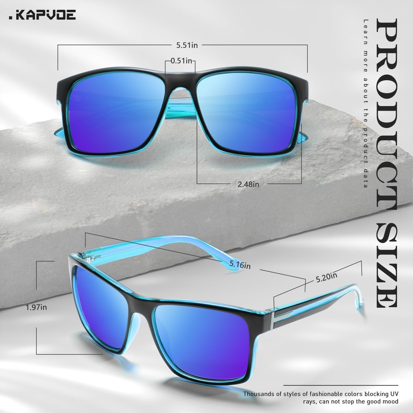 KAPVOE Polarized Sunglasses Men Women UV400 Protection Sport Glasses Driving Fishing Cycling Beach Golf Running - K2404