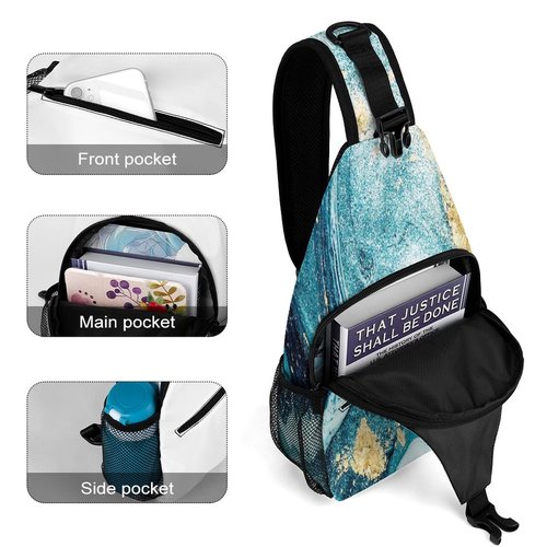 IMPCOKRU Sling Bag for Men Women Crossbody Backpack Marble,Lightweight Shoulder Backpack for Causal Sport Travel Hiking.