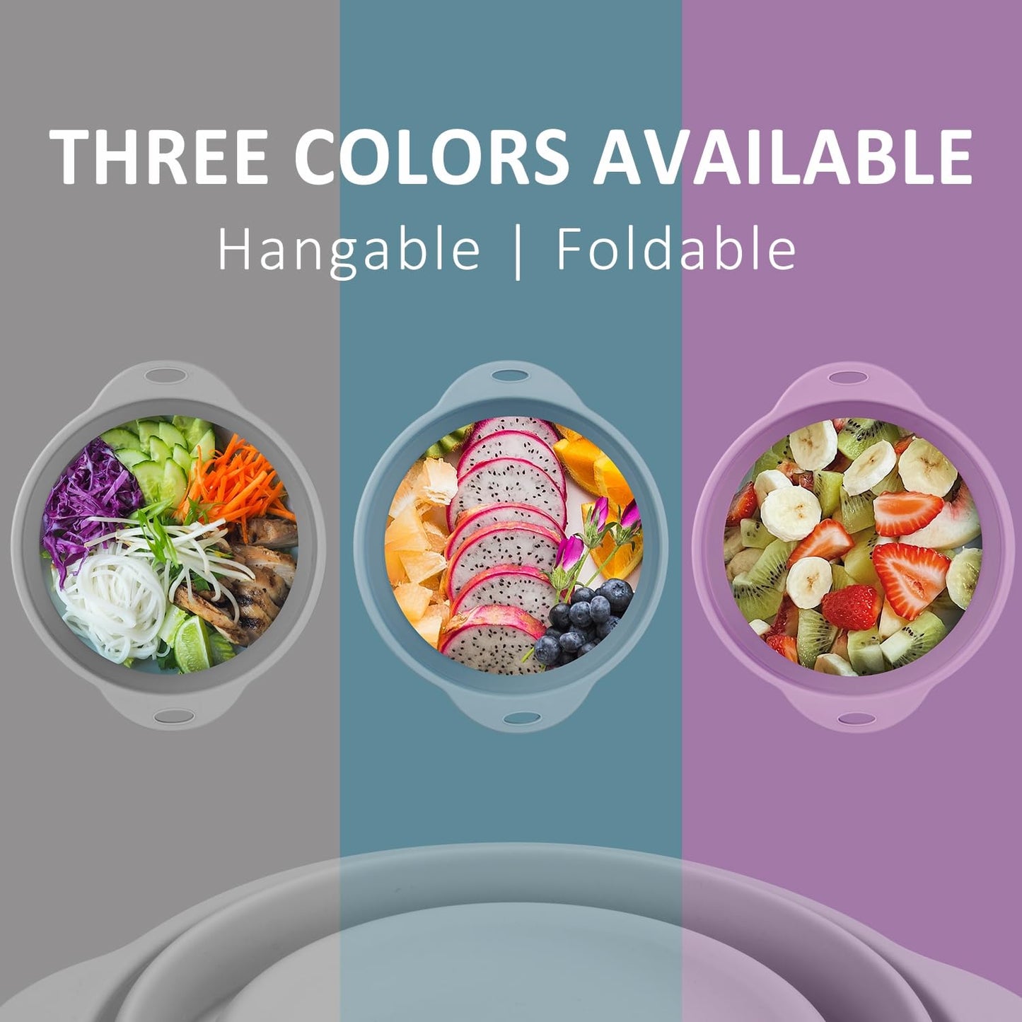 Jovilife Collapsible Camping Bowl 88oz Collapsible Silicone Salad Bowl Large Silicone Bowl for Outdoor Hiking Travel Storage and Mixing(Light Blue)