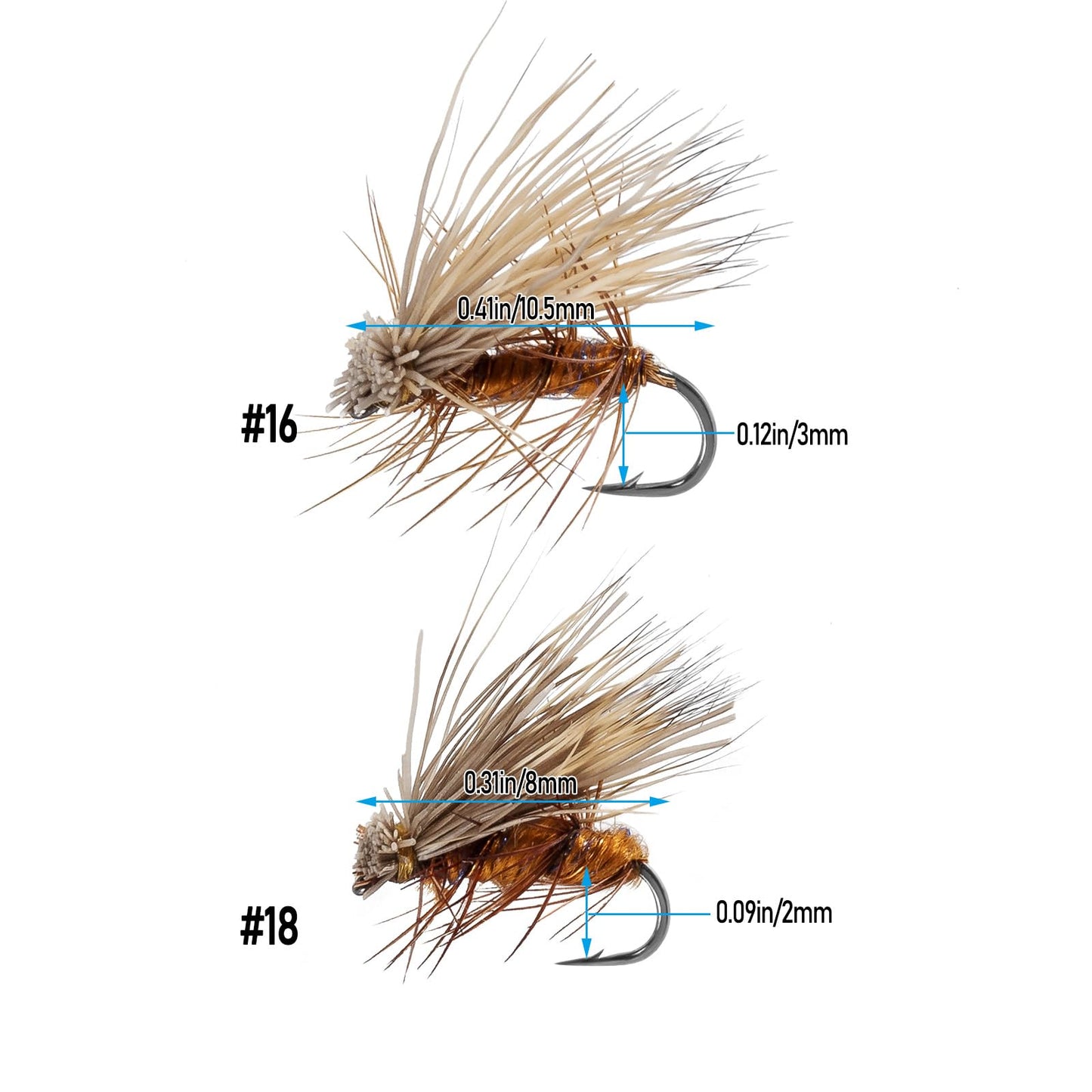 Alwonder Elk Hair Caddis Fly Kit, 10-Pack Caddisflies Dry Trout Flies Fly Fishing Lures Assortment with Storage Box, Size 16 Caddis Flies for Trout Fishing