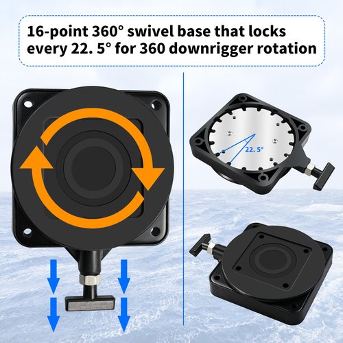 XQK 2 Pcs 2207003 Low-Profile Swivel Mounting Base Compatible with Cannon Downrigger