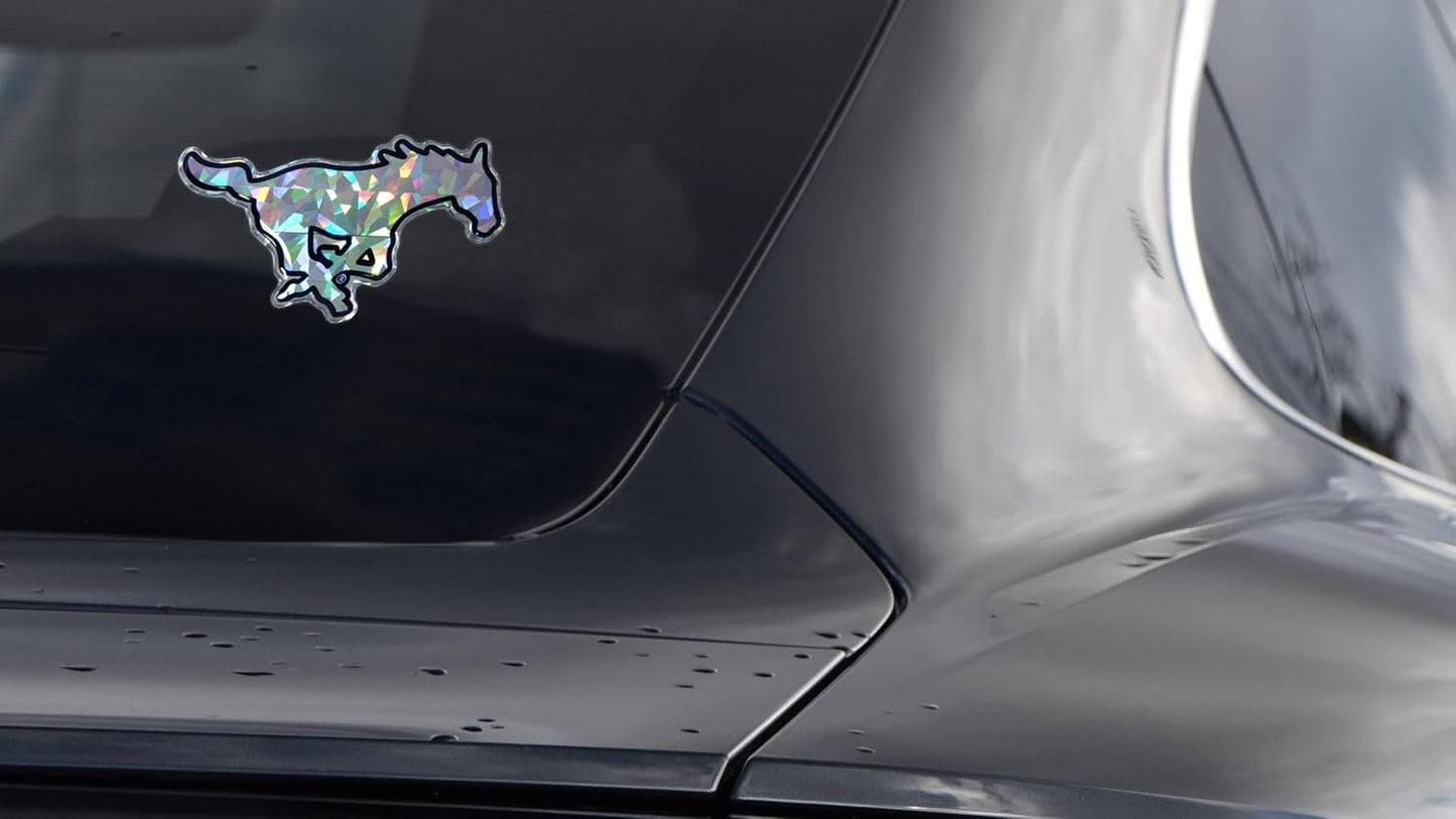 Elektroplate Officially Licensed SMU Mustangs Red & Blue Reflective Decal | Premium 3D Doming All Weather Sticker for Car, Water Bottle, Laptop, Tablet, Window, Cooler, Phone | Made in The USA