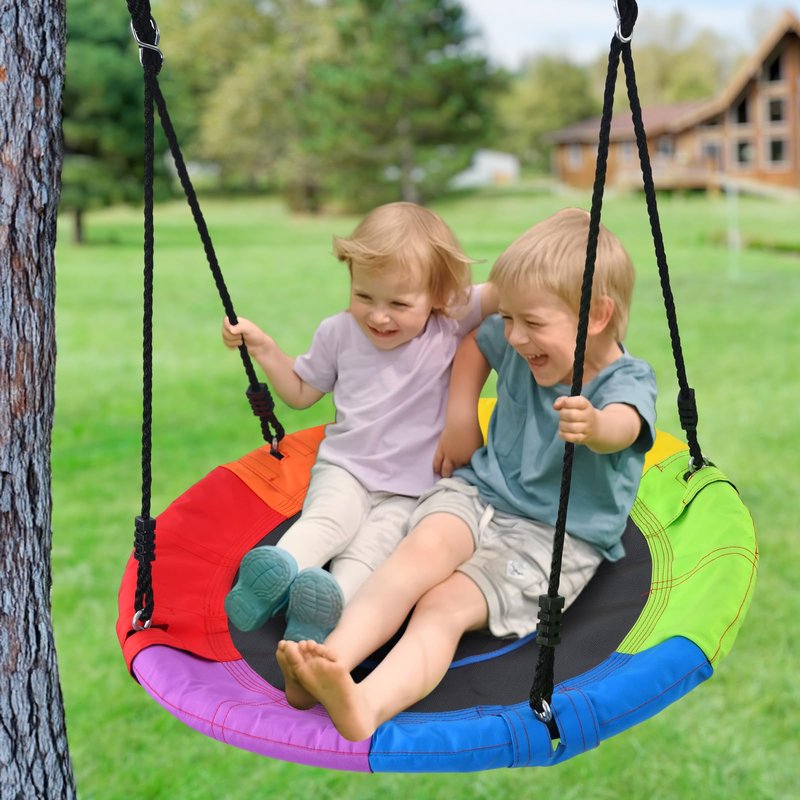 Trekassy 700lb 40 Inch Saucer Tree Swing for Kids Adults Outdoor 900D Oxford Waterproof with 2pcs Tree Hanging Straps, Steel Frame and Adjustable Ropes