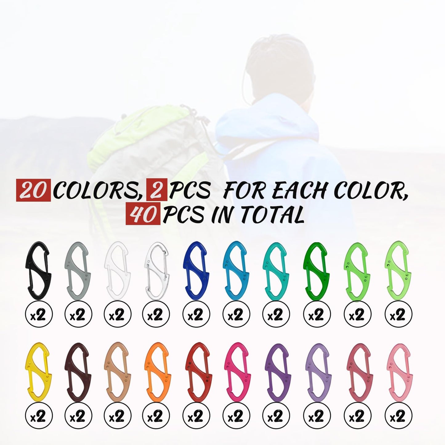 40 Pcs Colorful S Shaped Double Carabiner - 1.6 Inch Dual Gate S Binder Carabiner - Trigger Snap Hooks for Small Doll Pendant Key Rings,Ideal for Camping Traveling Fishing