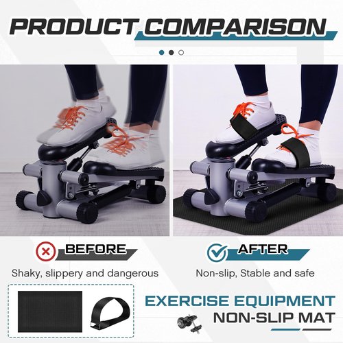 Foilswirl Thick Elliptical Mat with 4 Pcs Elliptical Pedal Straps for Under Desk Elliptical Machine, Ellipse Non Slip Mat, Ellipse Leg Exerciser Machine Pedal Strap for Home Fitness, Enhance Stability