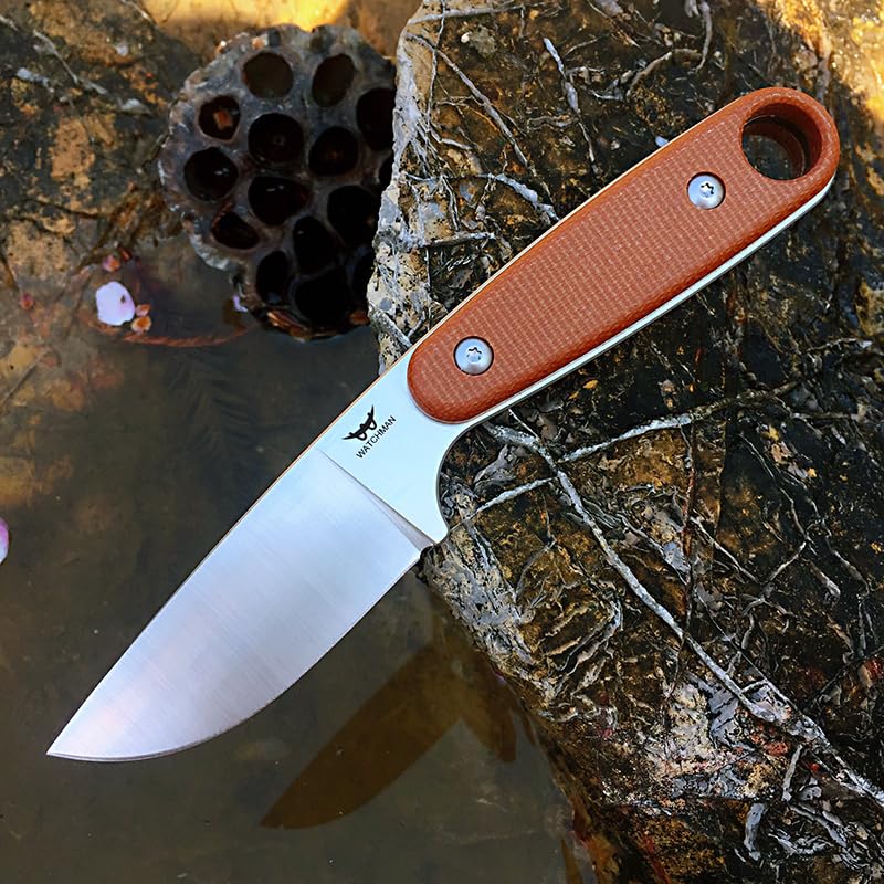 Watchman W204D EDC Fixed Blade Knife 14C28N Blade Steel Micarta Handle with Kydex Sheaths for Outdoor Activities Camping