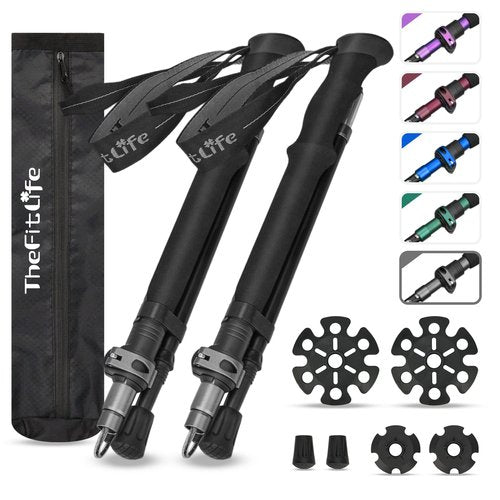 TheFitLife Anti Shock Trekking Poles + Folding Poles Aluminum
