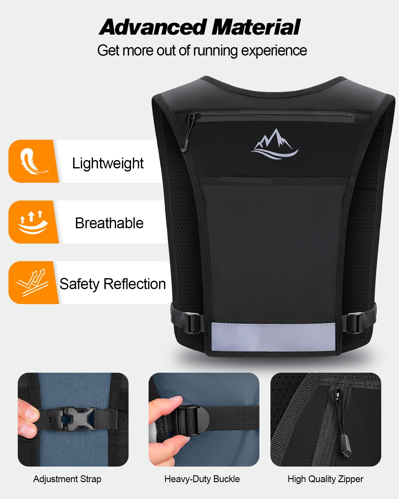 ISEYOU Running Vest for Women Men, Reflective Hydration Vest with Adjustable Waistband & Phone Pocket, Lightweight Breathable Running Water Vest for Jogging Hiking Trail Cycling and Marathon Race