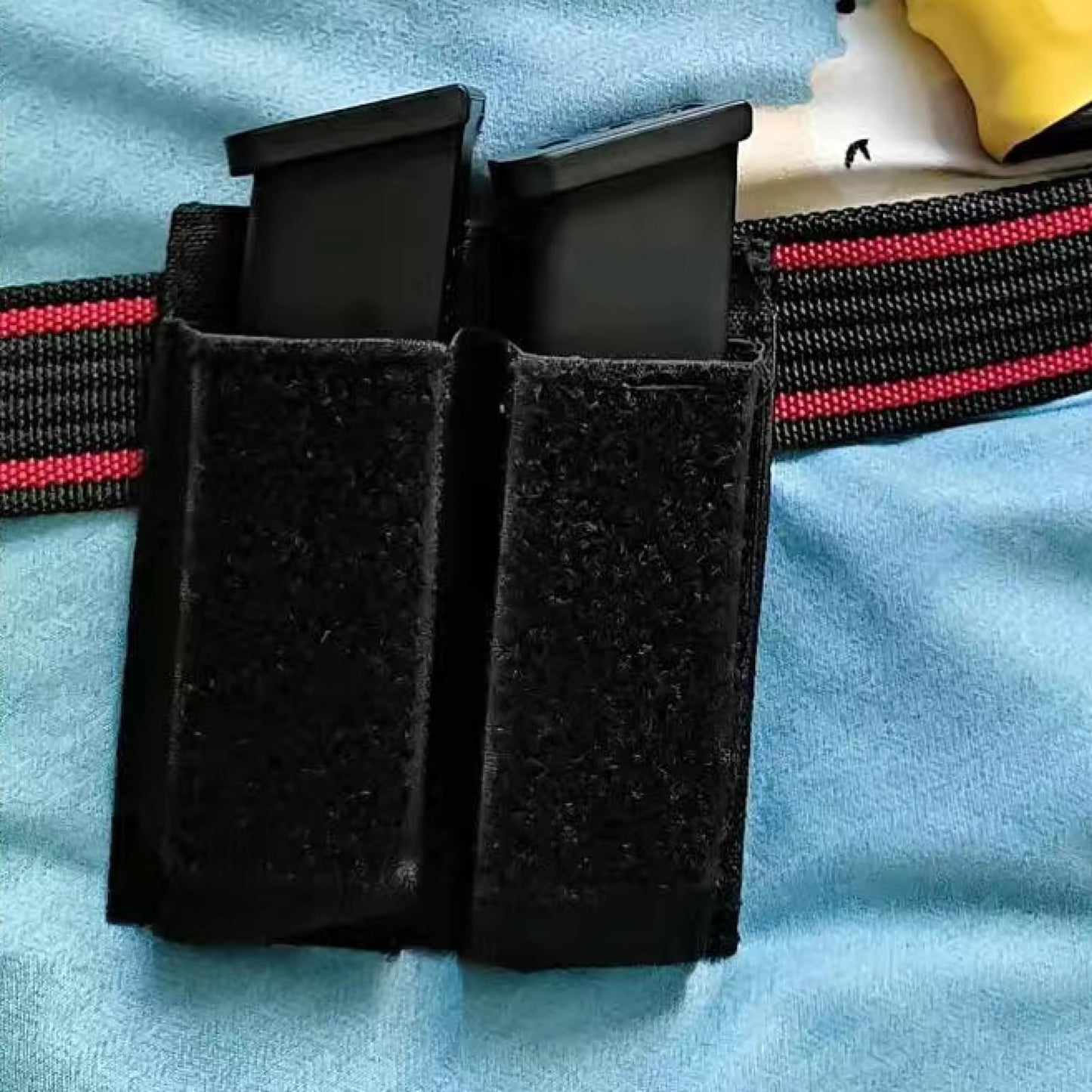 Azarxis Tactical Pistol Mag Pouch Holder Double Triple Molle Magazines Carrier Holster Bag with Front Loop Panel Fast Access (Black - Double Pouch)