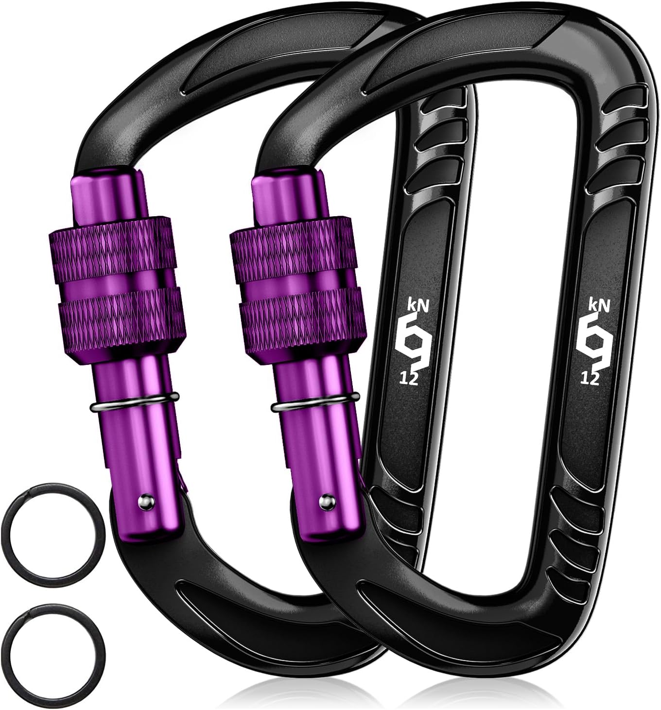 12kN (2697 lbs) Heavy Duty, Locking, Auto Locking, Wiregate Carabiner Clips, for Securing Pets, Outdoor, Camping, Hiking, Hammock, Dog Leash Harness, Keychains