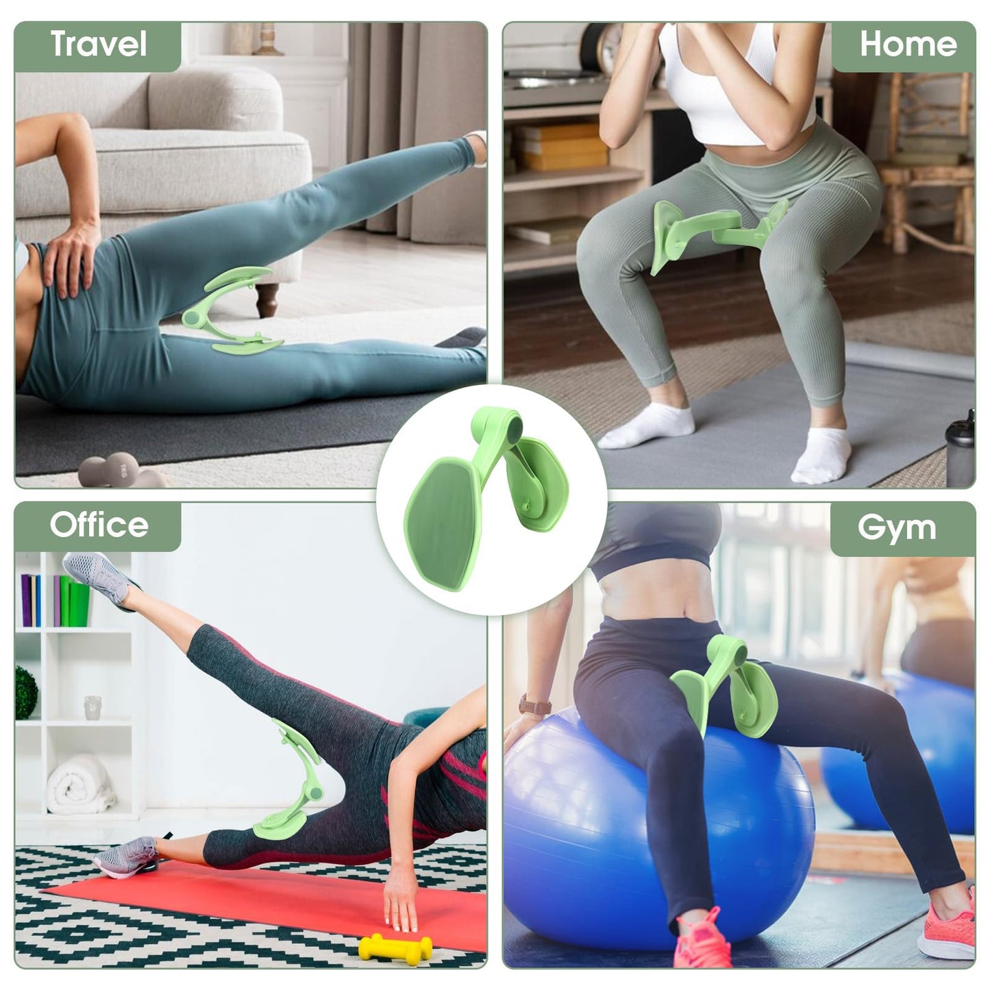 Kegel Exercise, Inner Thigh Exerciser, Thigh Exerciser, Pelvic Floor Muscle Trainer, Thigh Workout Equipment, Thigh Exerciser for Women, Kegel Tightener (Green)