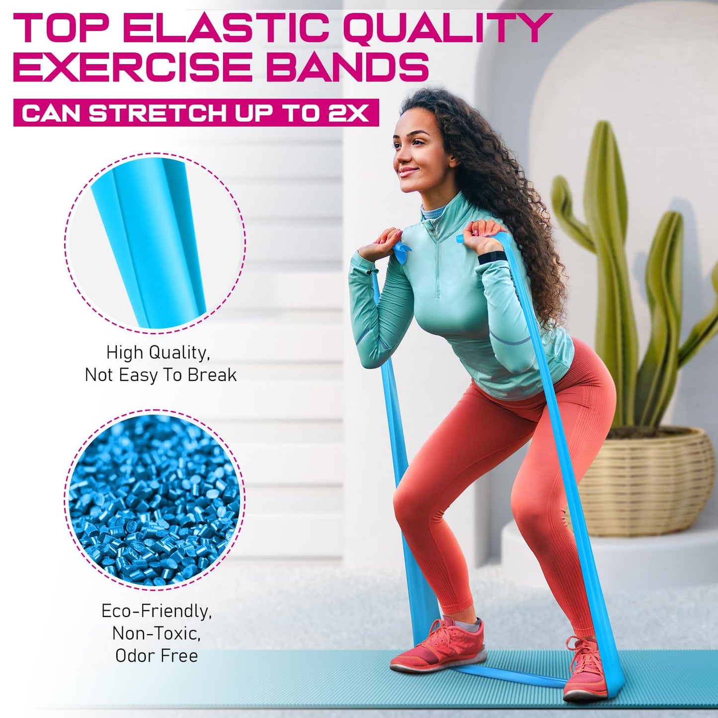 150lbs Resistance Bands for Working Out, 5.9ft Exercise Bands for Physical Therapy, Stretch, Recovery, Pilates, Rehab, Strength Training and Yoga Starter Set