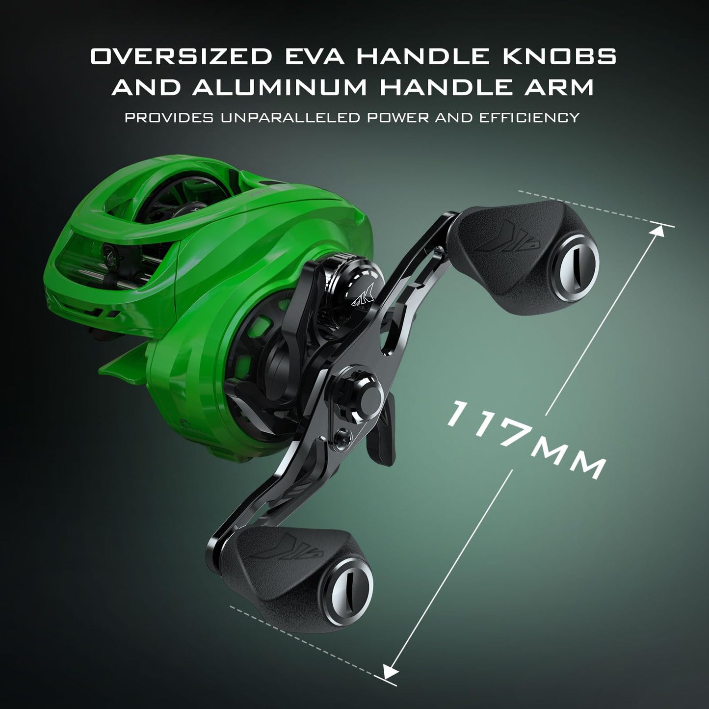 KastKing Zephyr Baitcasting Fishing Reel, Left Handed, Green