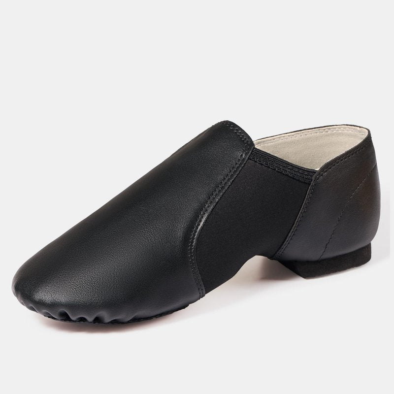 Dynadans PU Leather Jazz Shoe Slip On Dance Shoes with Arch Insert for Girls and Boys (Toddler/Little Kid/Big Kid)-Black-8.5M-Toddler