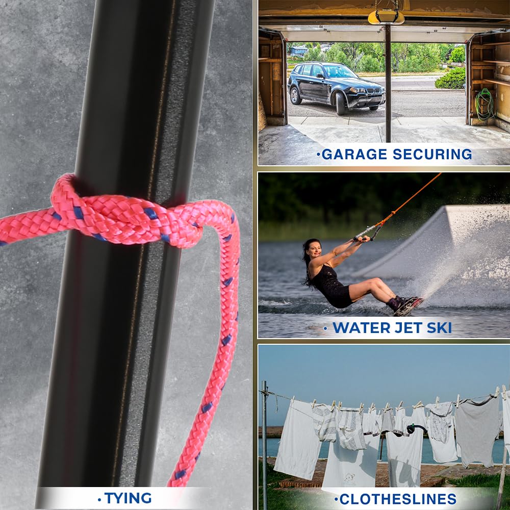 3/16" x 98' (4 mm x 30 m) 16 Strand Strong Heavy-Duty Tactical Cord, Clothes Line Camping Utility - All-Purpose Lightweight Diamond Braid Rope for Tie, Pull, Swing, Knot