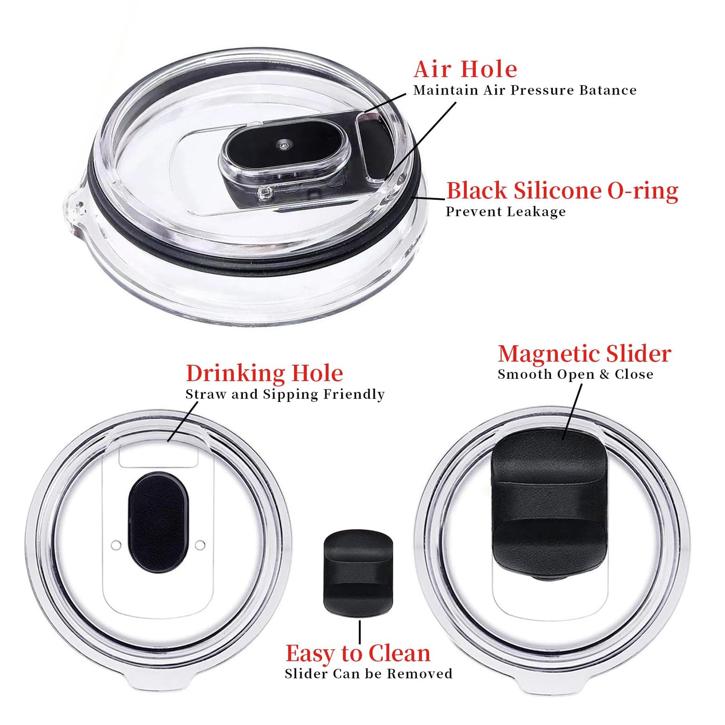 20oz Tumbler Lid(2 Pack), Replacement Lids Compatible for YETI 20 oz Tumbler, 10/24 oz Mug and 10 oz Lowball Magnetic Replacement Cup Covers Yeti Lids BPA Free