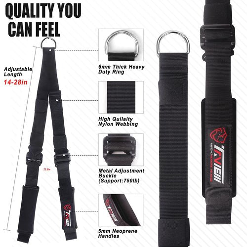 Tricep Rope Adjustable Cable Attachment (13-28 inches),Tricep Pull Down Rope Extension Straps Cable Crossover Accessories (Adjustable Length Red (13-28inch))