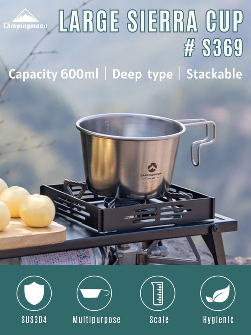 CAMPINGMOON Deep Sierra Cup 600ml Outdoor Camping Stainless Steel Sierra Cup Deep S369