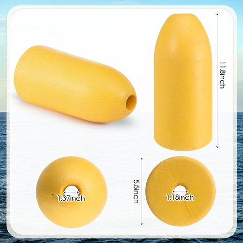 Lewtemi 4 Pcs Deep Water Float Shrimp Crab Trap Floats Buoy Kayak Stabilizers Fishing Marker Buoys Crab Pot Buoy, 5 x 11 Inch, Yellow