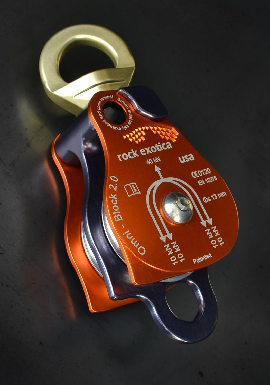 Rock Exotica Omni-Block 2.0" Double Pulley - Swivel Pulley for Climbing, Professional Climbing and Rigging Systems – Made in the Usa