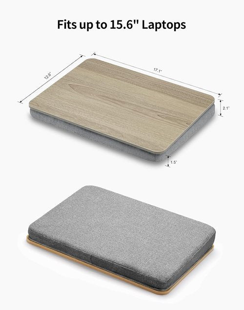 Lap Desk with Pillow Cushion, Portable Laptop Bed Desk, Fits up to 15.6 inch Laptop, Lap Stand for Bed & Couch & Carpet, Book Tablet/Drawing Board - Pink