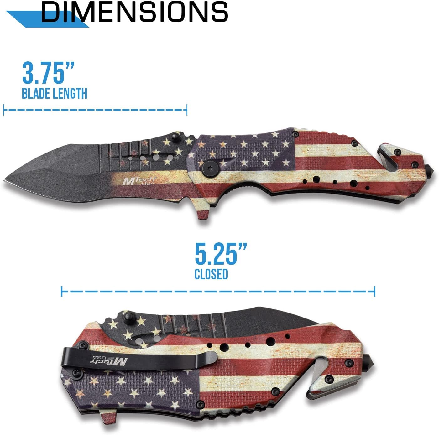 MTech USA MT-A845BK SPRING ASSISTED KNIFE, 5" Closed, Black Blade